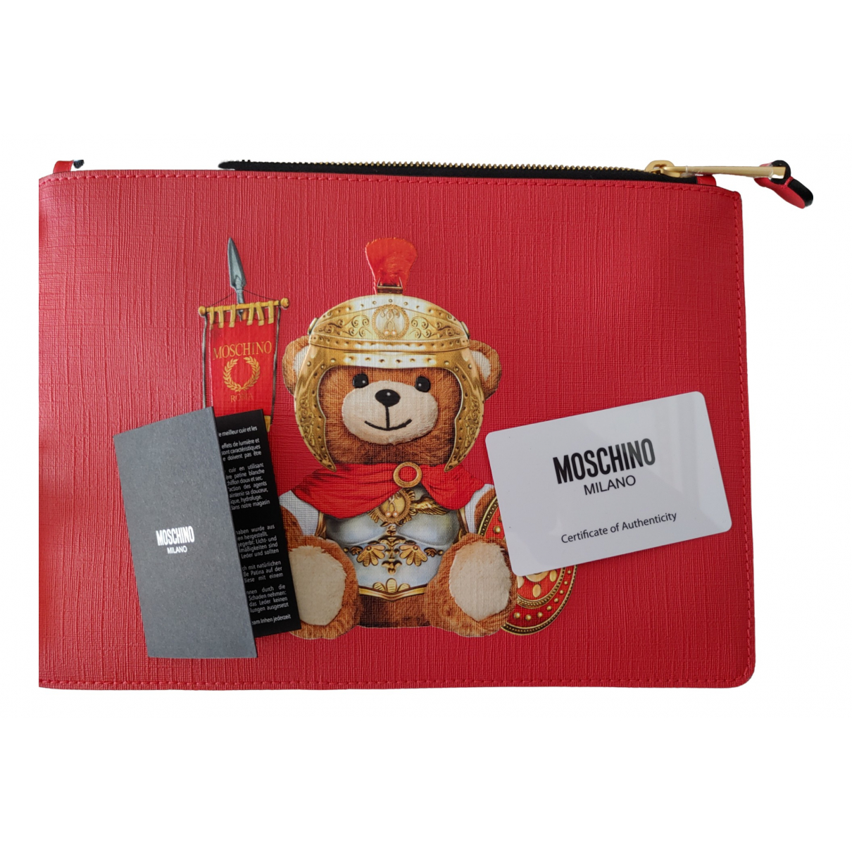 moschino red clutch bag